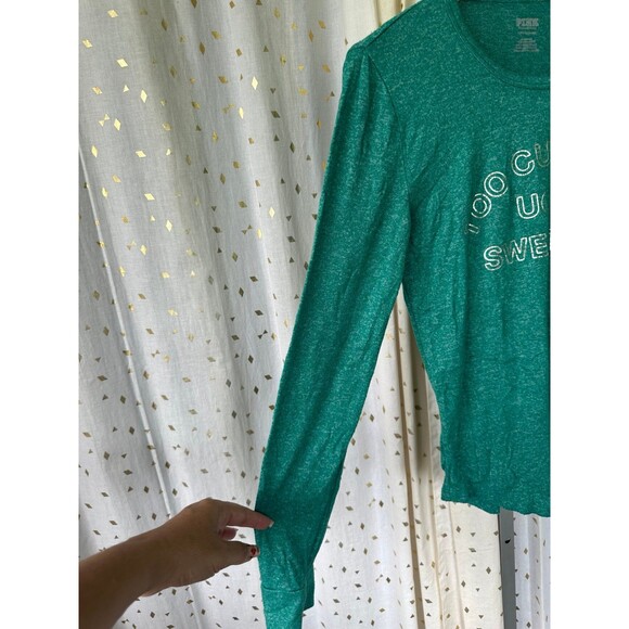 Victoria's Secret PINK Christmas Novelty Too Cute For Ugly Sweaters Top S - Picture 3 of 6